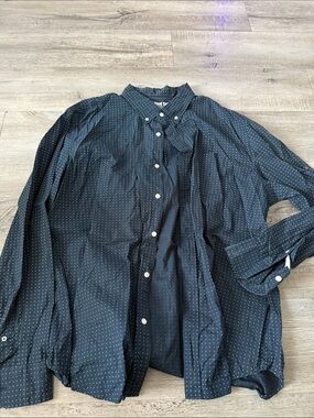 Old Navy Navy Blue Dot-Print Button Down Shirt